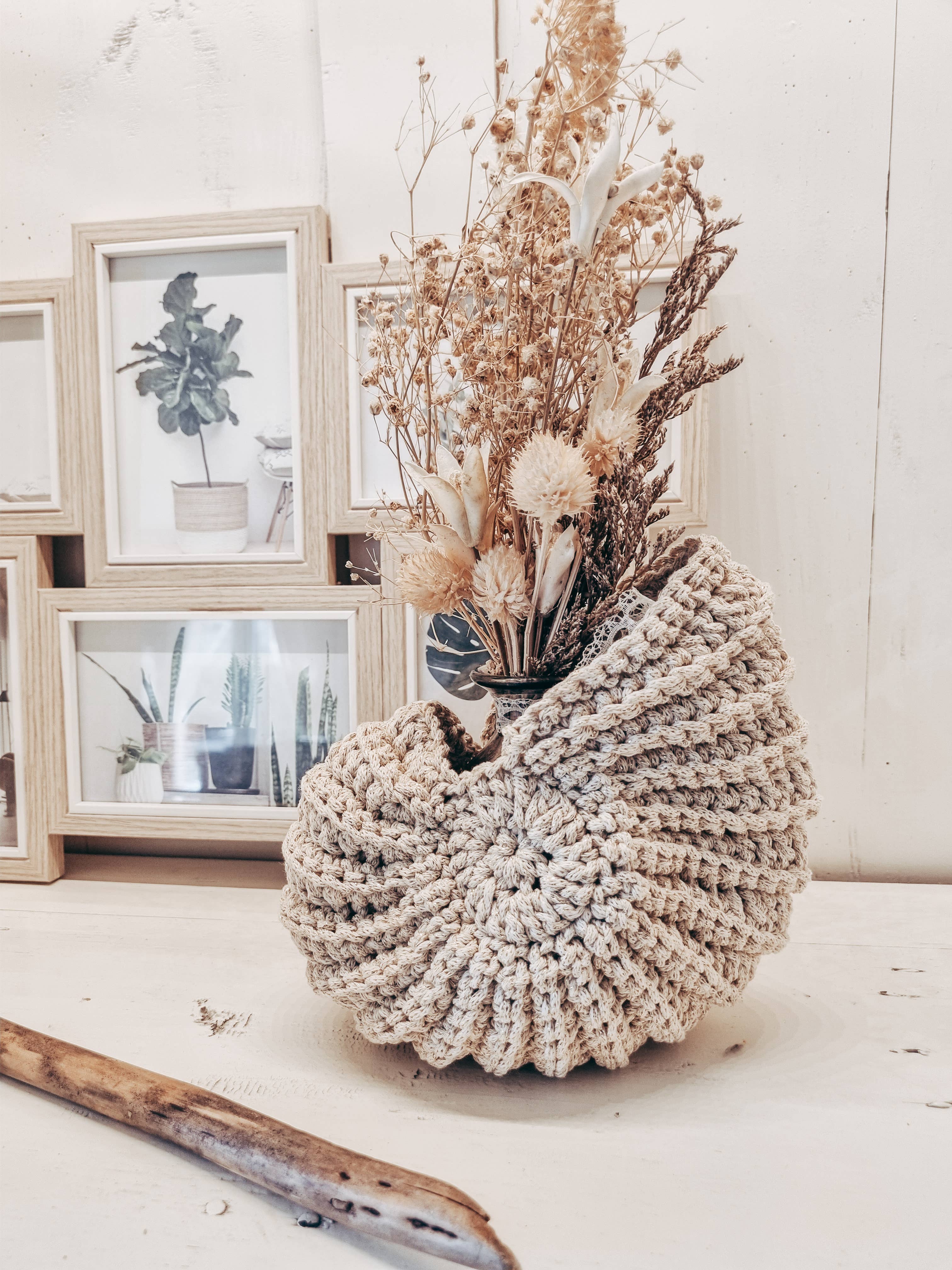 Naturalmarjory – Großhandel Korb – Ammonitenformiger dekorativer Korb S im Boho-Stil aus Baumwollseil0