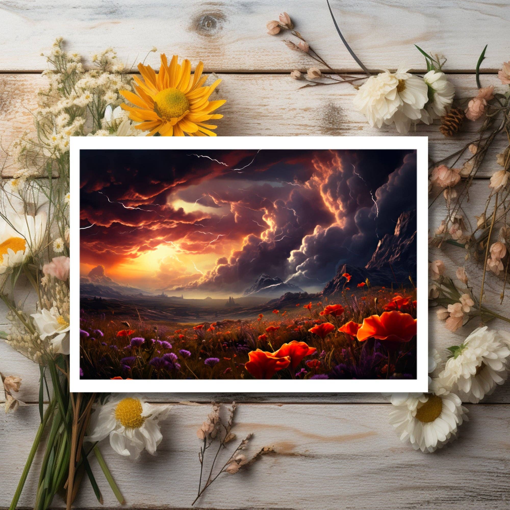The Naughty Equestrian - Wholesale Everyday Greeting Card - Nature's Drama: Thunderstorms and Wildflower Serenity Greeting Card