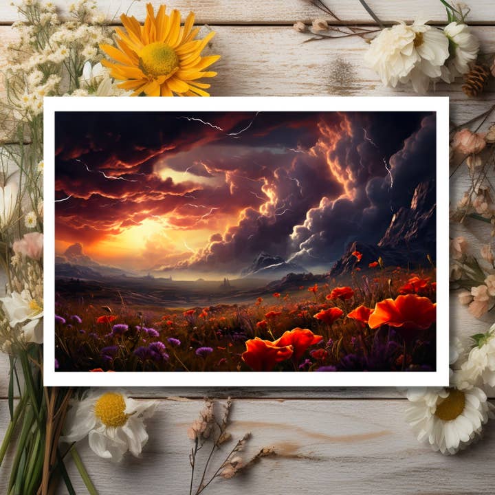 The Naughty Equestrian - Wholesale Everyday Greeting Card - Nature's Drama: Thunderstorms and Wildflower Serenity Greeting Card0