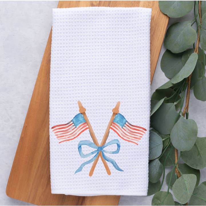 Painted Skies - Wholesale Tea Towel - American Flag Patriotic Kitchen Dish Towel