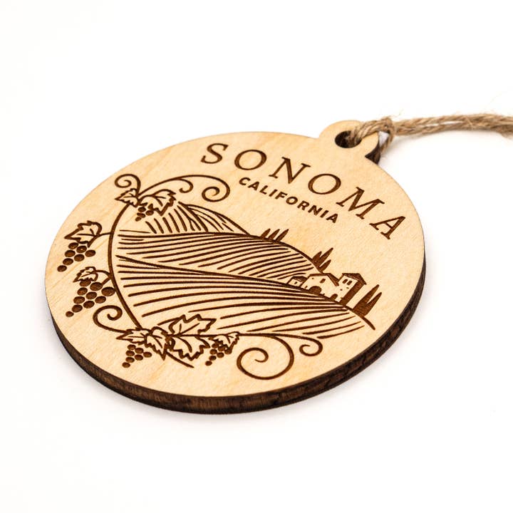 Steamer Lane Design - Wholesale Ornament - Sonoma Circle Wood Ornament1