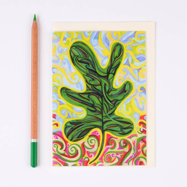 Original Art Vivid Oak Leaf Abstract | Art Card for wholesale by Lilian G Limited