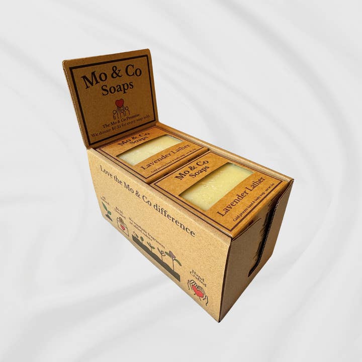 Mo & Co Soaps – wholesale Soap set – All Natural Handcrafted Lavender Lather Soap 5oz – Supports Charity2