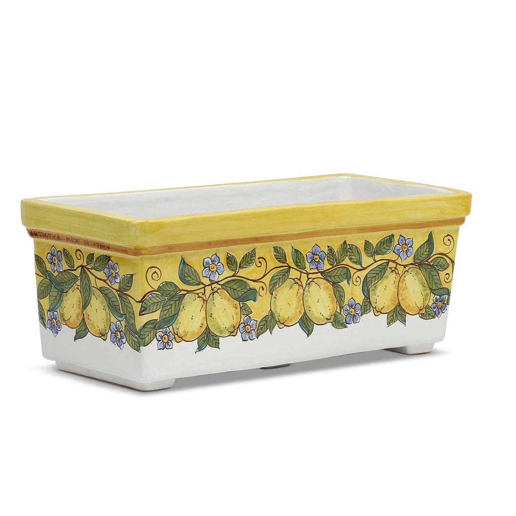 Artistica - Deruta of Italy - Wholesale Planter Box - SICILIA: Jardiniere from Caltagirone YELLOW Lemon Design3