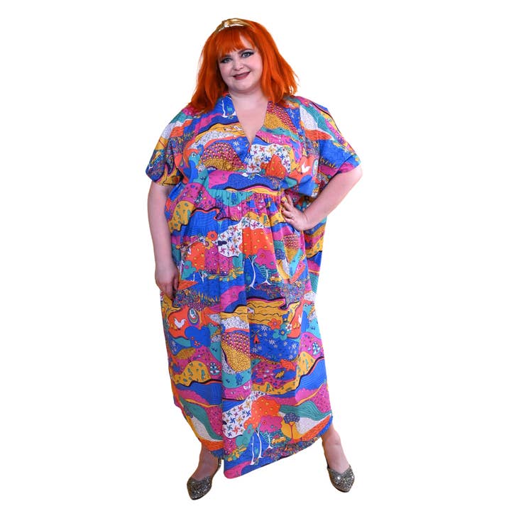 Landscape Caftan in Periwinkle for wholesale by Blue Platypus