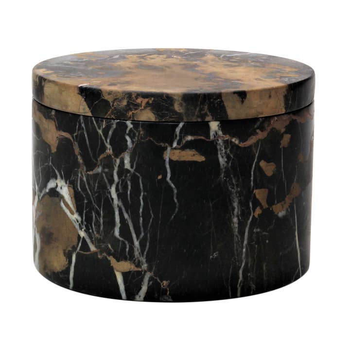 Eirenne Collection Black & Gold Marble 5-3/4" Dia x 4" Honed for wholesale by Marble Crafter