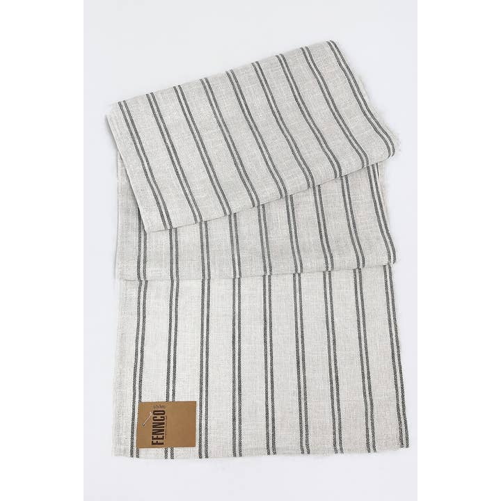 Fennco Styles - Wholesale Table Runner - Slate Striped Linen-Poly Table Runner1