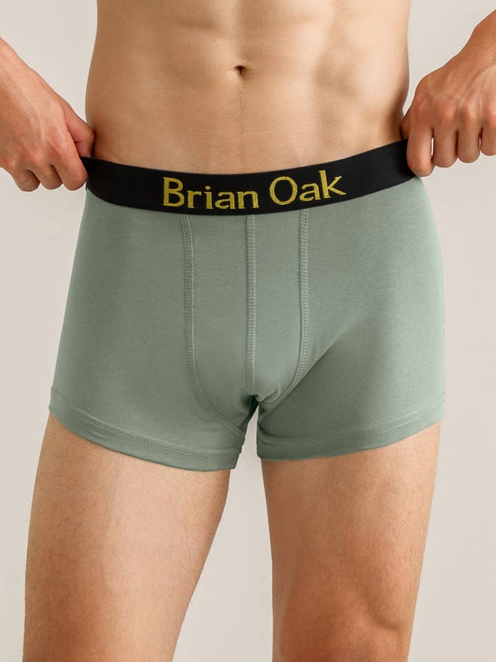 Boxer corto in jersey verde muschio per la vendita all'ingrosso da parte di Brian Oak Limited
