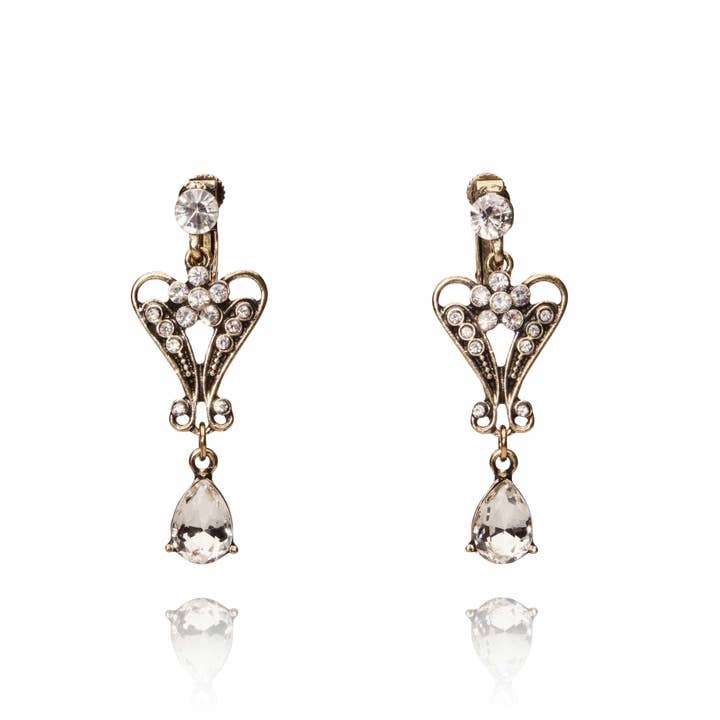 Pendeloque Drop Crystal Earrings: Clip On Earrings for wholesale by Lovett & Co