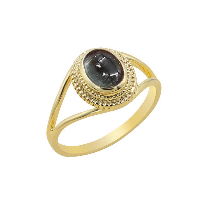 Gold Plated 925 Sterling Silver Tourmaline Ring for wholesale by Jay Jools