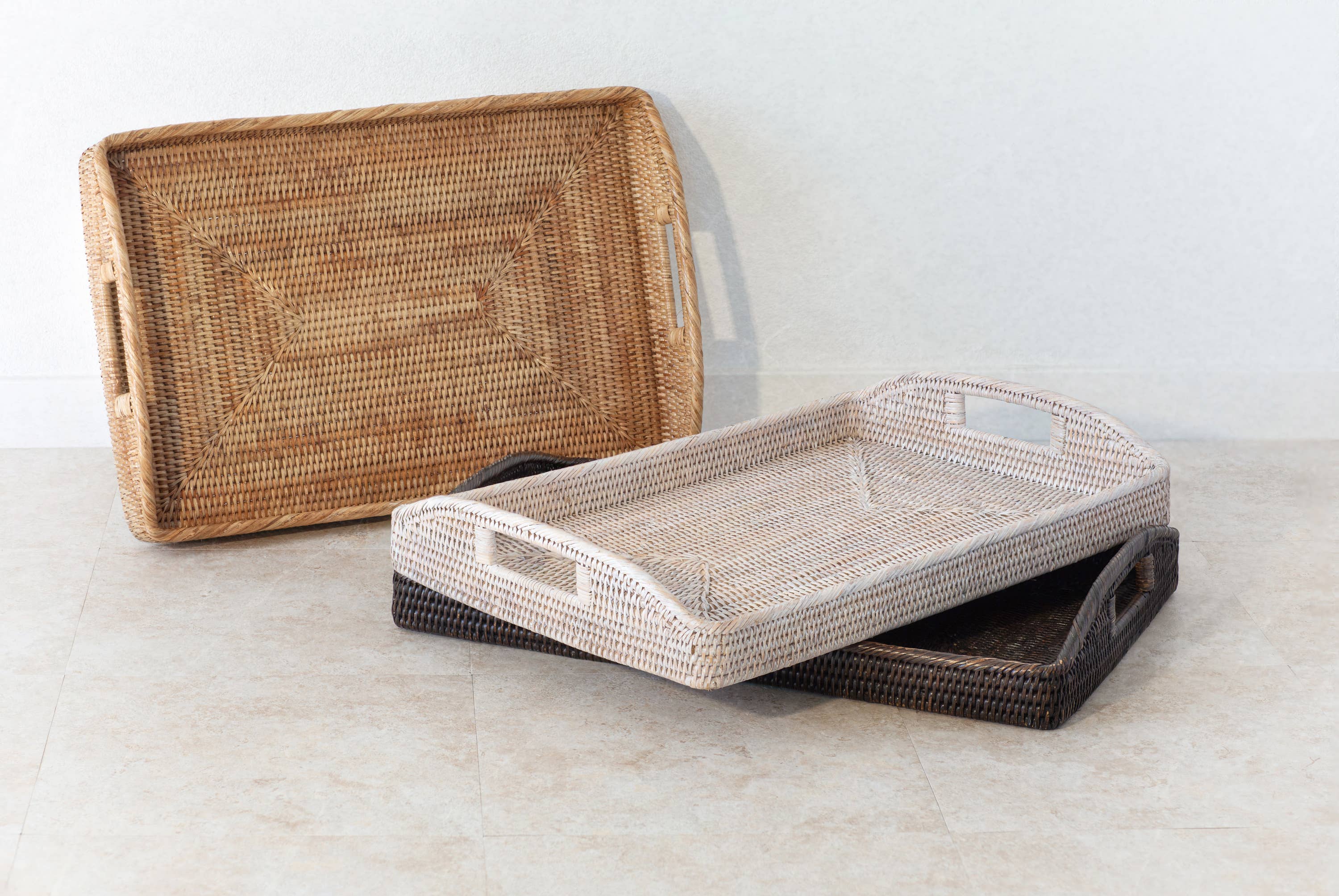 Artifacts Trading Company - Wholesale Serving Tray - Rectangular Rattan Serving Tray – High Handles4