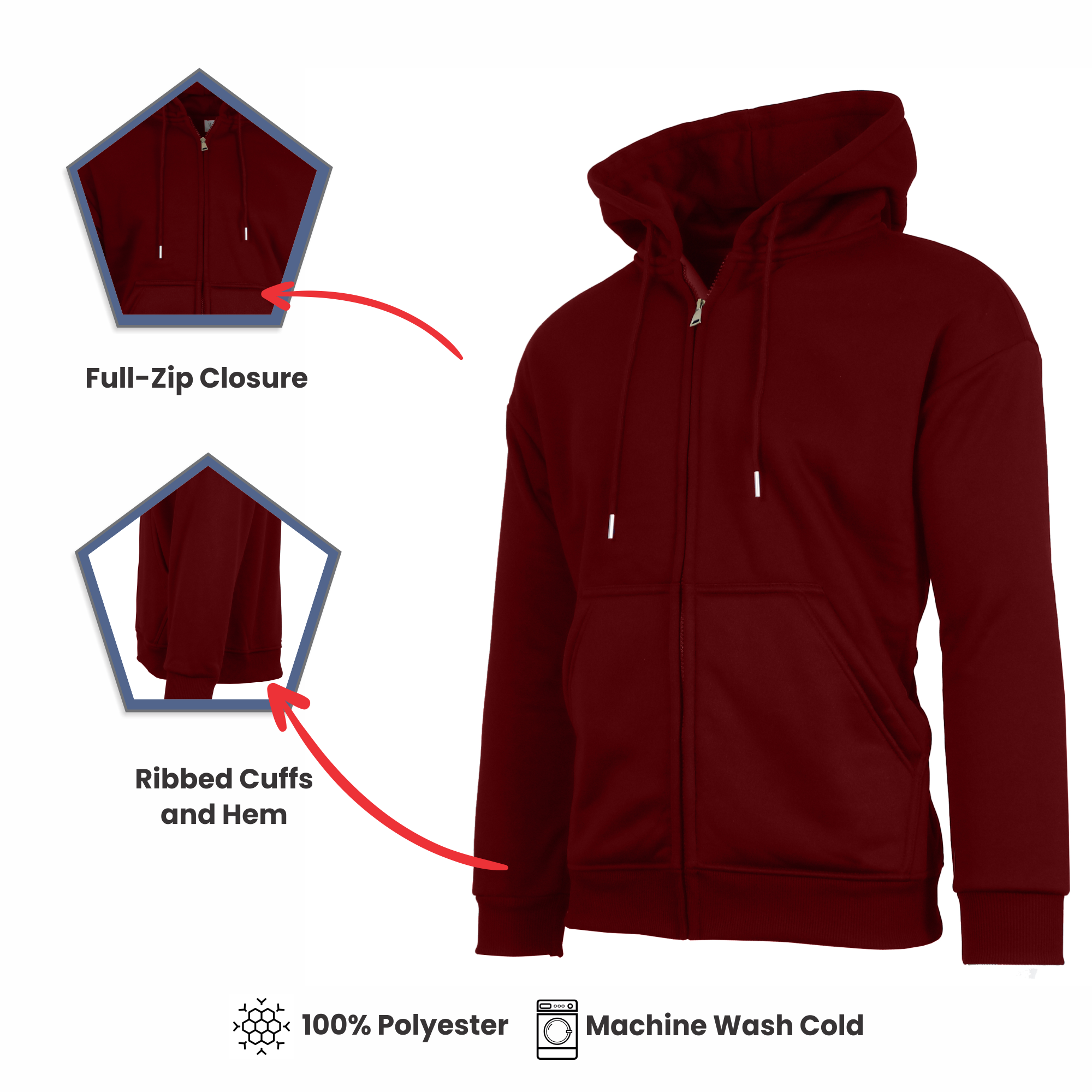 Galaxy By Harvic – Großhandel Hoodie – Damen – Damen Kapuzenjacke mit Sherpa-Futter und lockerem Schnitt, durchgehendem Reißverschluss3