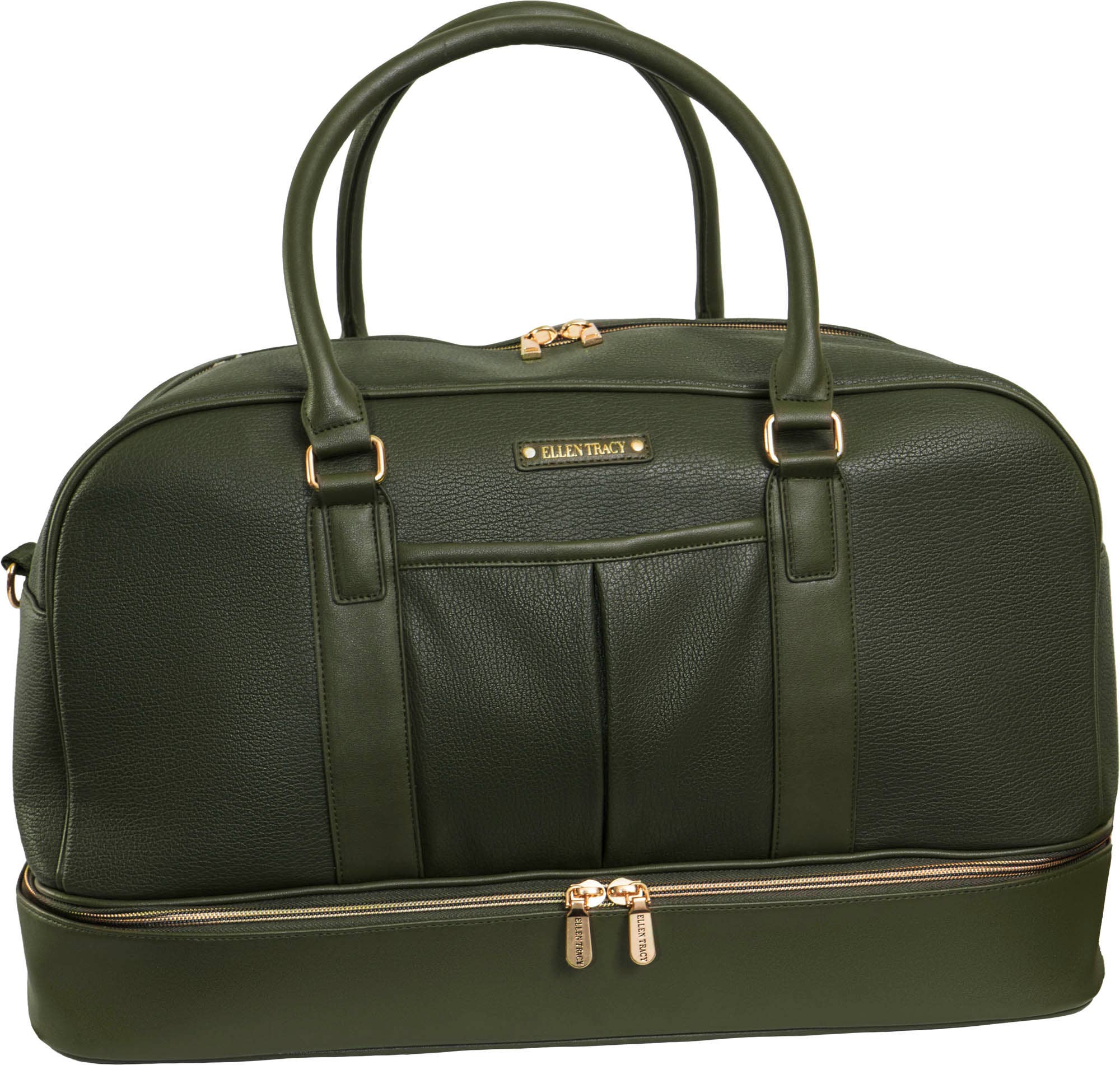 028-OLIVEN Ellen Tracy 20 tommer Pebble Grain Pocket Drop Bottom Duffel for engroshandel på Faire1