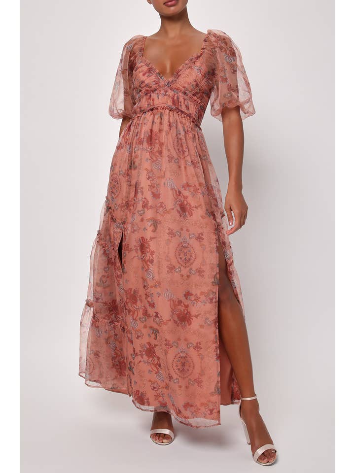 Dusty Rose Daphne Organza Maxi Dress for wholesale on Faire
