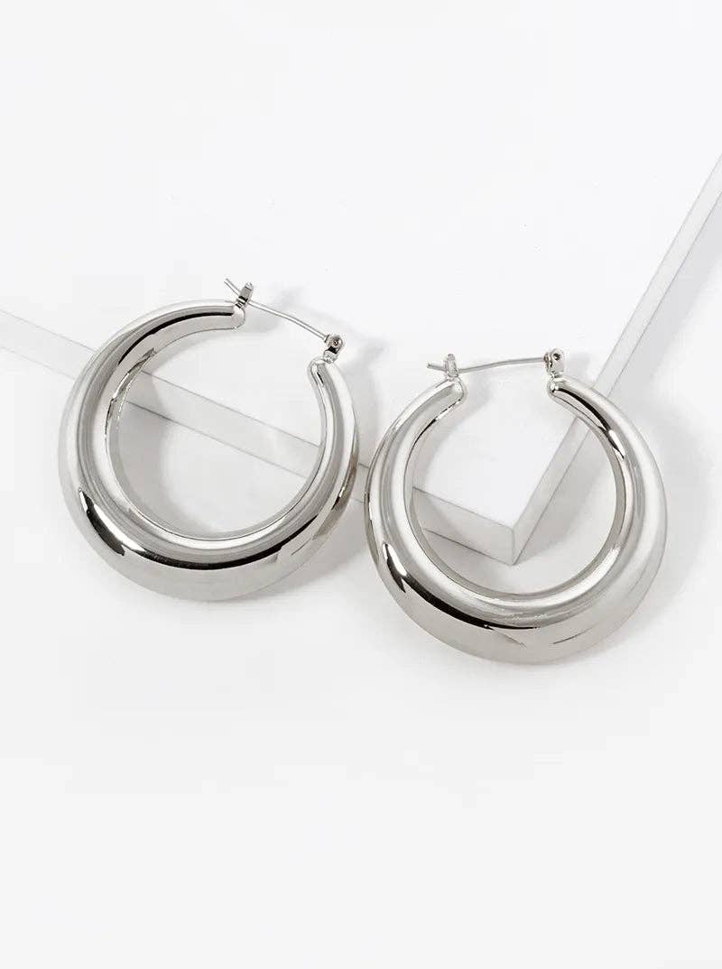 Wild Honey - Wholesale Hoop Earrings - White Gold Dipped 40mm Bold Hollow Hoop Earrings1