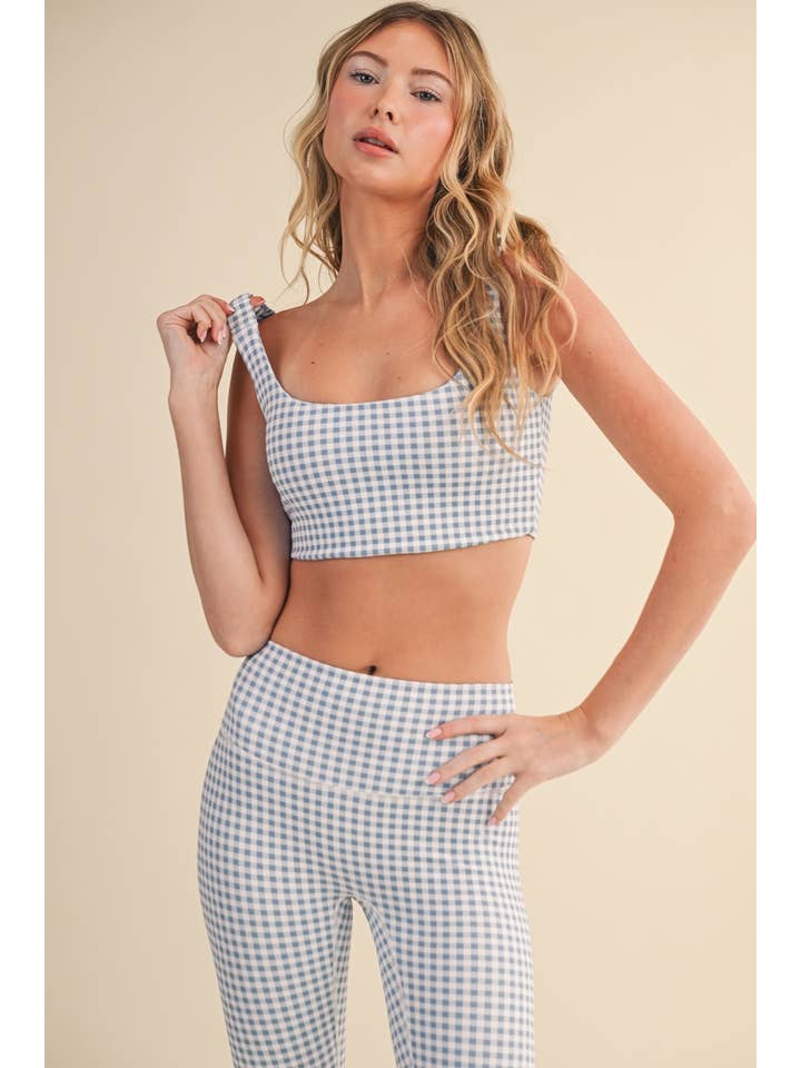 KIMBERLY C - Wholesale Sports Bra - Women's - Gingham Print Ruched Bra Top73