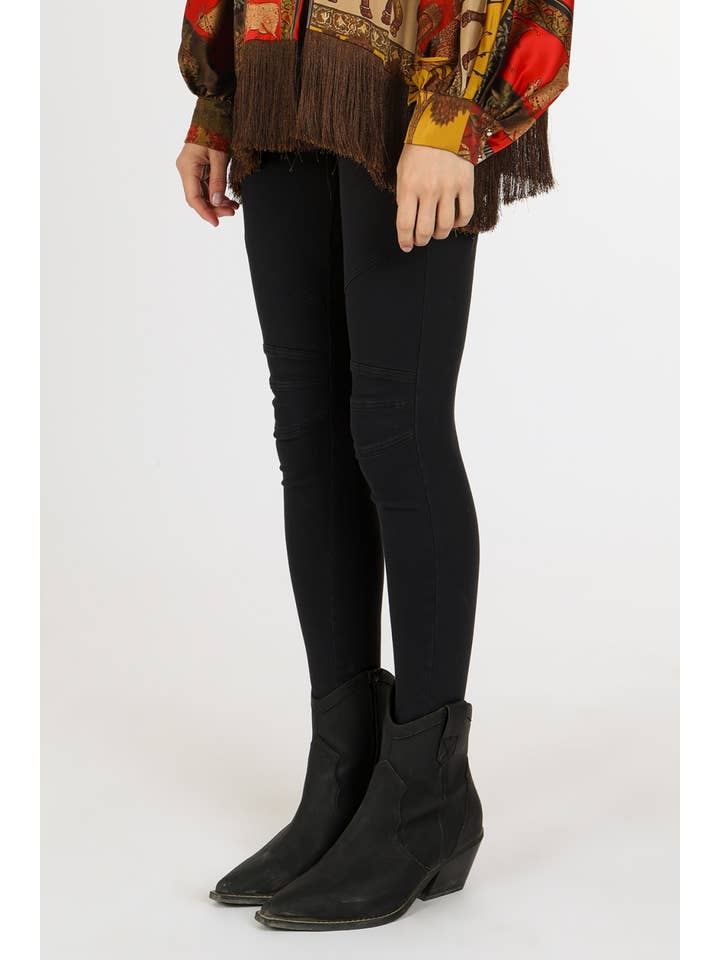 Beulah Style - Vente Pantalon – femme - Jegging Moto à Détails Plissés DM70023