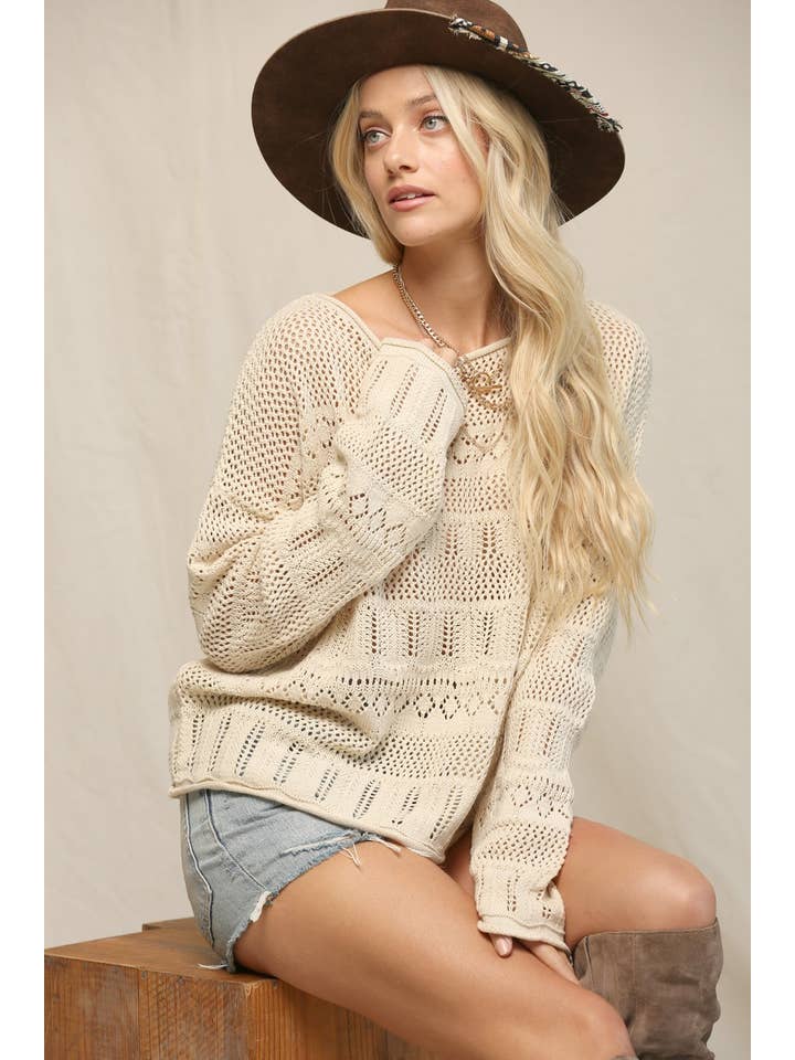 KyeMi - Wholesale Knit Sweater - Women's - Sweater In Pointelle With Dolman1