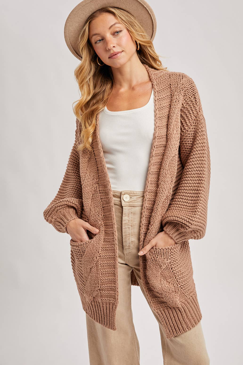 Bluivy - Vente Cardigan – femme - CARDIGAN À MANCHE LANTERNE À CÂBLE33