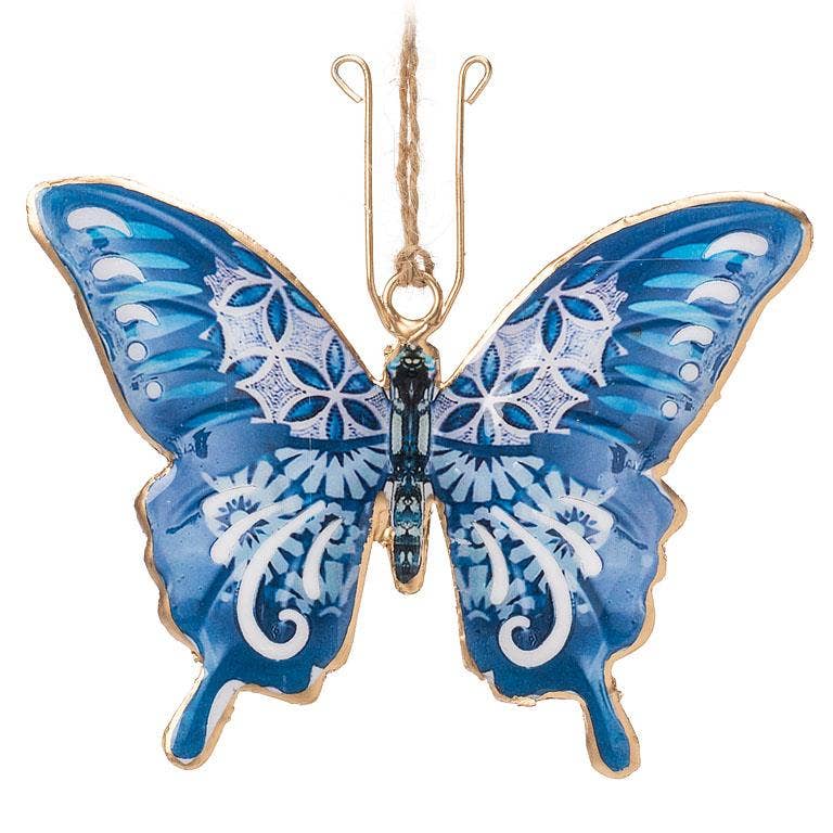 Abbott - Wholesale Ornamentset - Blauw/wit vlinderornament, 4 assortiment-4,5 „H2