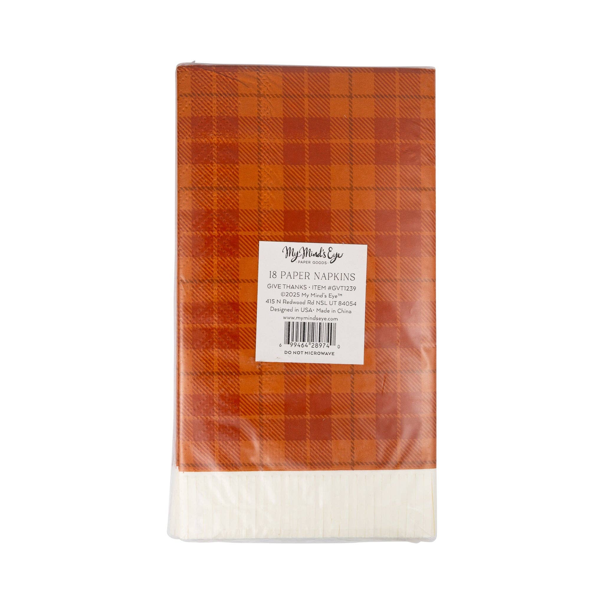 My Mind’s Eye - Wholesale Disposable Napkin - GVT1239 - Give Thanks Plaid Dinner Napkin5