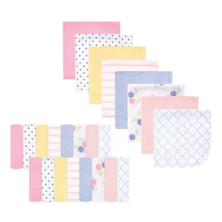 Hudson Baby Rayon from Bamboo Washcloth Bundle, Blue Pink Floral for wholesale by BabyVision