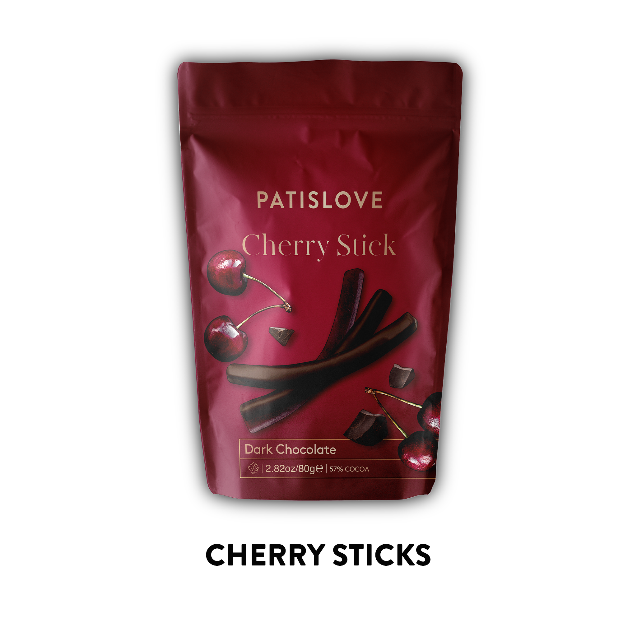 Patislove - Wholesale Chocolate Covered Sweets - Cherry Stick Dark Chocolate, 80G9