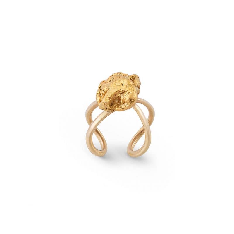 Makal – wholesale Cuff/wrap earrings – Crossed Ear Cuff with Gold Nugget1