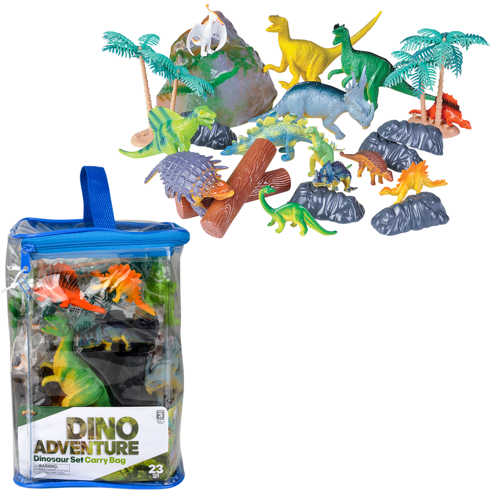 The Toy Network - Wholesale Toy Set - Kids - (T) 23 PC  DINOSAUR SET IN CARRY BAG3