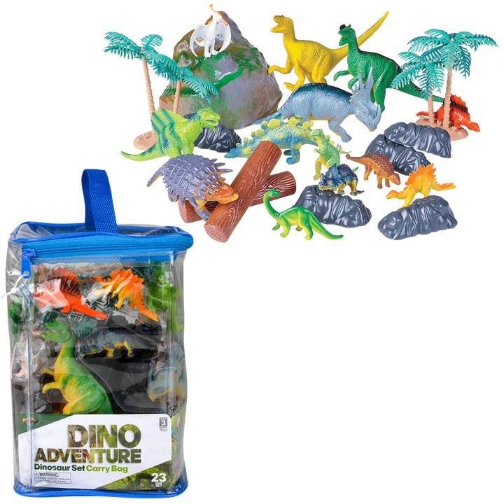 The Toy Network - Wholesale Toy Set - Kids - (T) 23 PC DINOSAUR SET IN CARRY BAG3