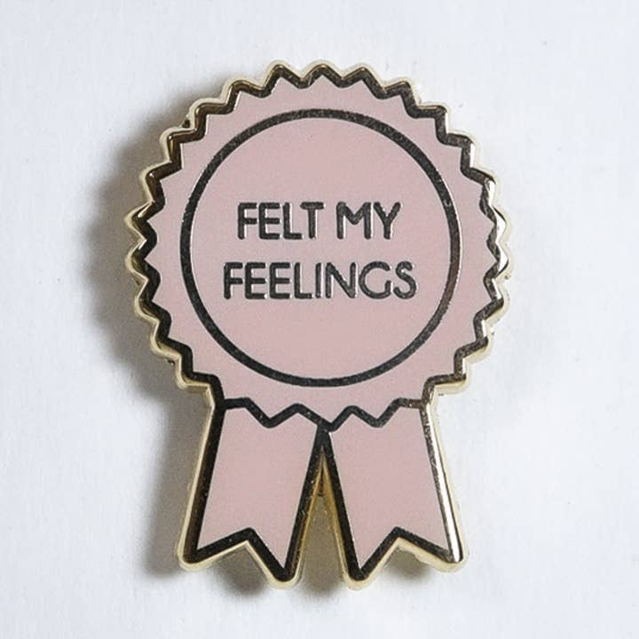 Felt My Feelings Ribbon Award Enamel Pin for wholesale by Yours Truly, Mary Anne