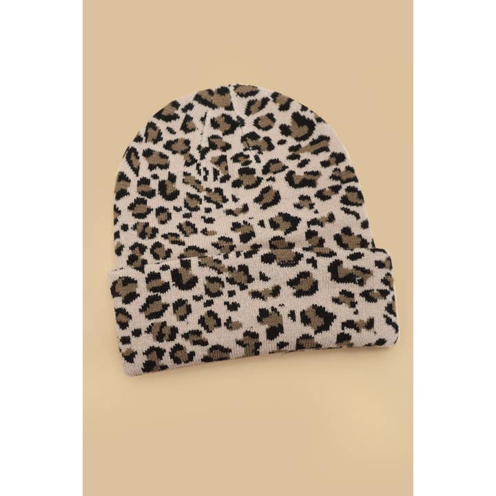 JOSSLYN by wall to wall - Wholesale Beanie - Women's - SOFT RIBBED KNIT ANIMAL LEOPARD COW BEANIES HAT | 40BN918