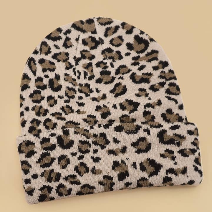 JOSSLYN by wall to wall - Wholesale Beanie - Women's - SOFT RIBBED KNIT ANIMAL LEOPARD COW BEANIES HAT | 40BN9180