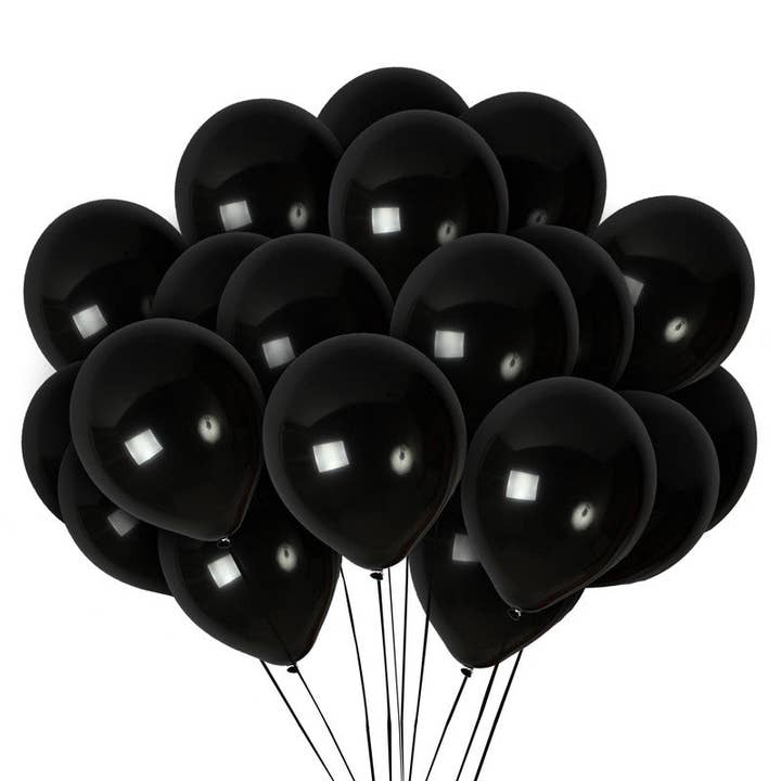 Solid Black Balloons - 12 Inch Latex Balloons for wholesale by Treasures Gifted