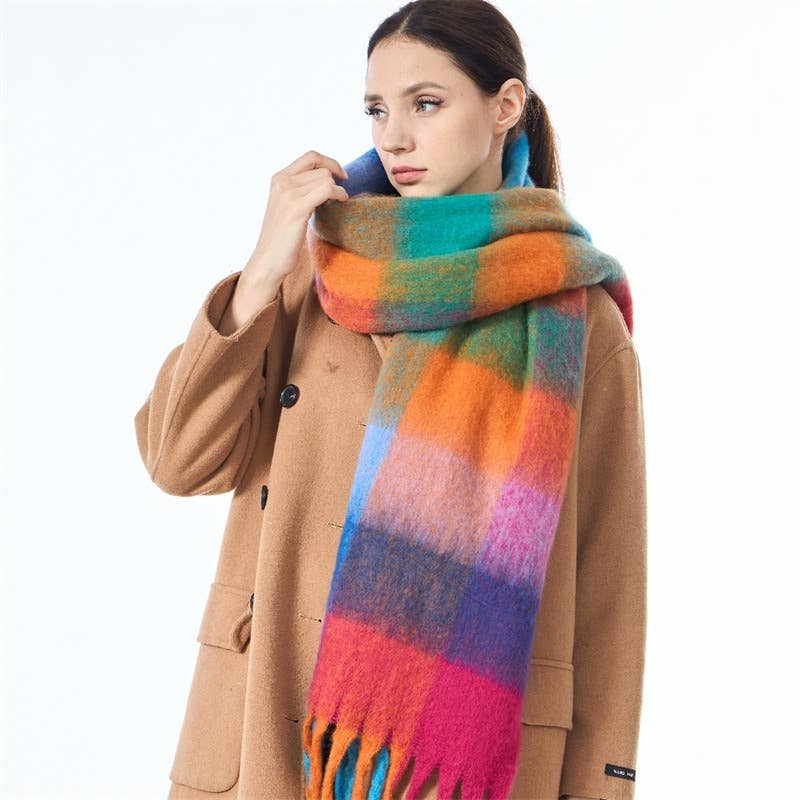 Sweetkama - Vente Écharpe – femme - Écharpe quotidienne à carreaux AC pour femmes SKAS420137