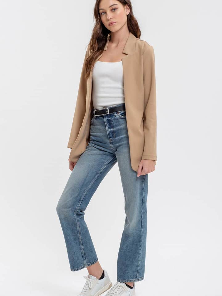 Blu Pepper - Wholesale Blazer - Women's - NOTCH COLLAR LONG SLEEVE LONG LINE BLAZER2