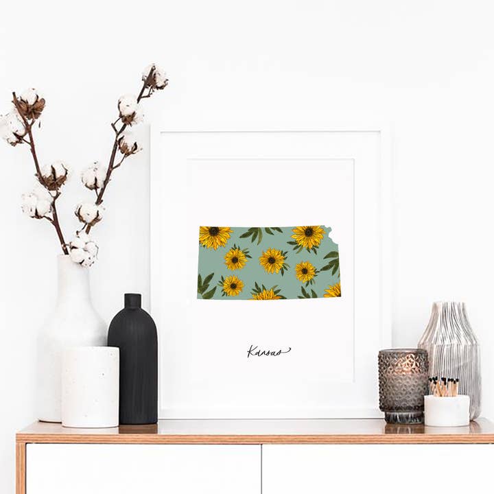 Kansas Vild Solsikke State Blomst Print for engroshandel hos Two Peas Paper Co.