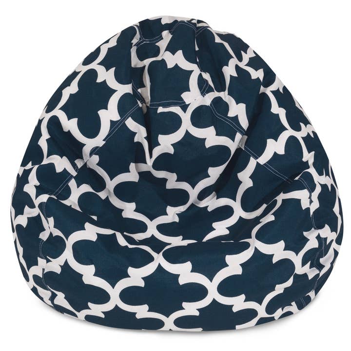 Majestic Home Goods - Pouf grande in traliccio blu navy per la vendita all'ingrosso da parte di Majestic Home Goods