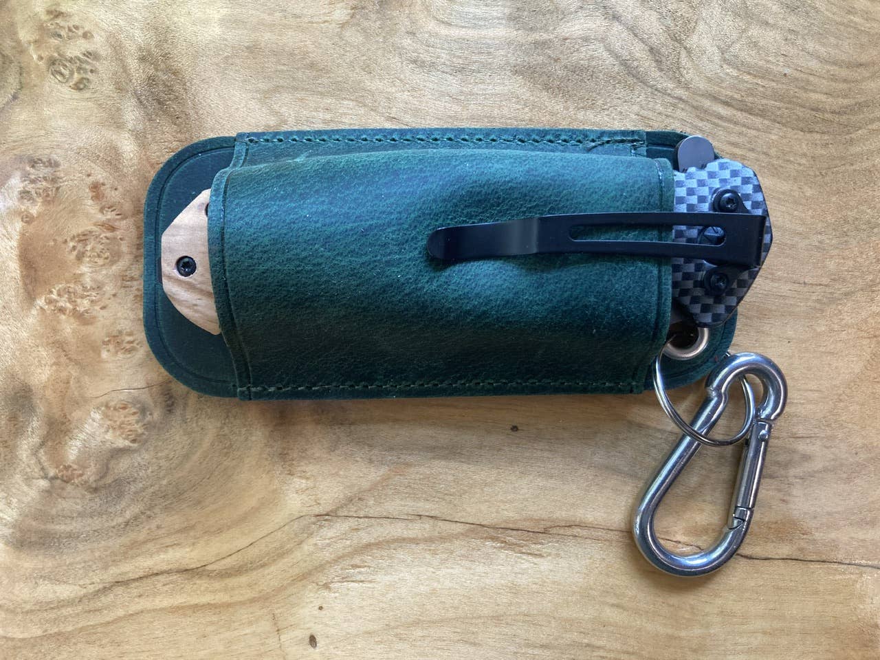 Quail Tail Laser Art - Wholesale Pocket Knife/Holder - Knife Sheath with Carabiner1
