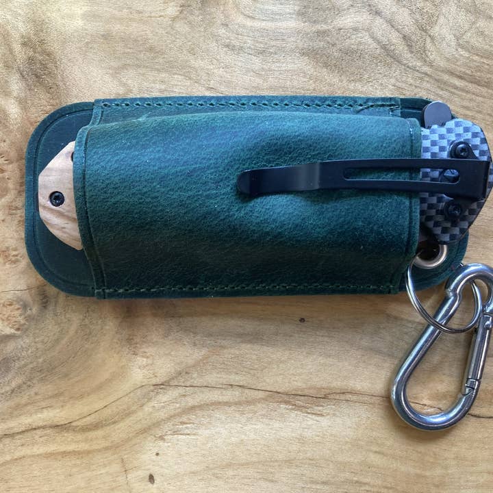 Quail Tail Laser Art - Wholesale Pocket Knife/Holder - Knife Sheath with Carabiner1