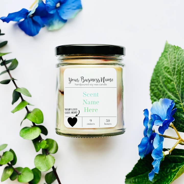 Coyer Candle Co. - Wholesale Jar/Filled Candle - 9 oz. Candles - Your Business Name + Small Logo Signature10