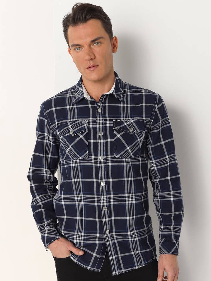 LOIS JEANS - Camicia a quadretti con bottoni metallici per la vendita all'ingrosso da parte di PAUSANT SHOP ONLINE