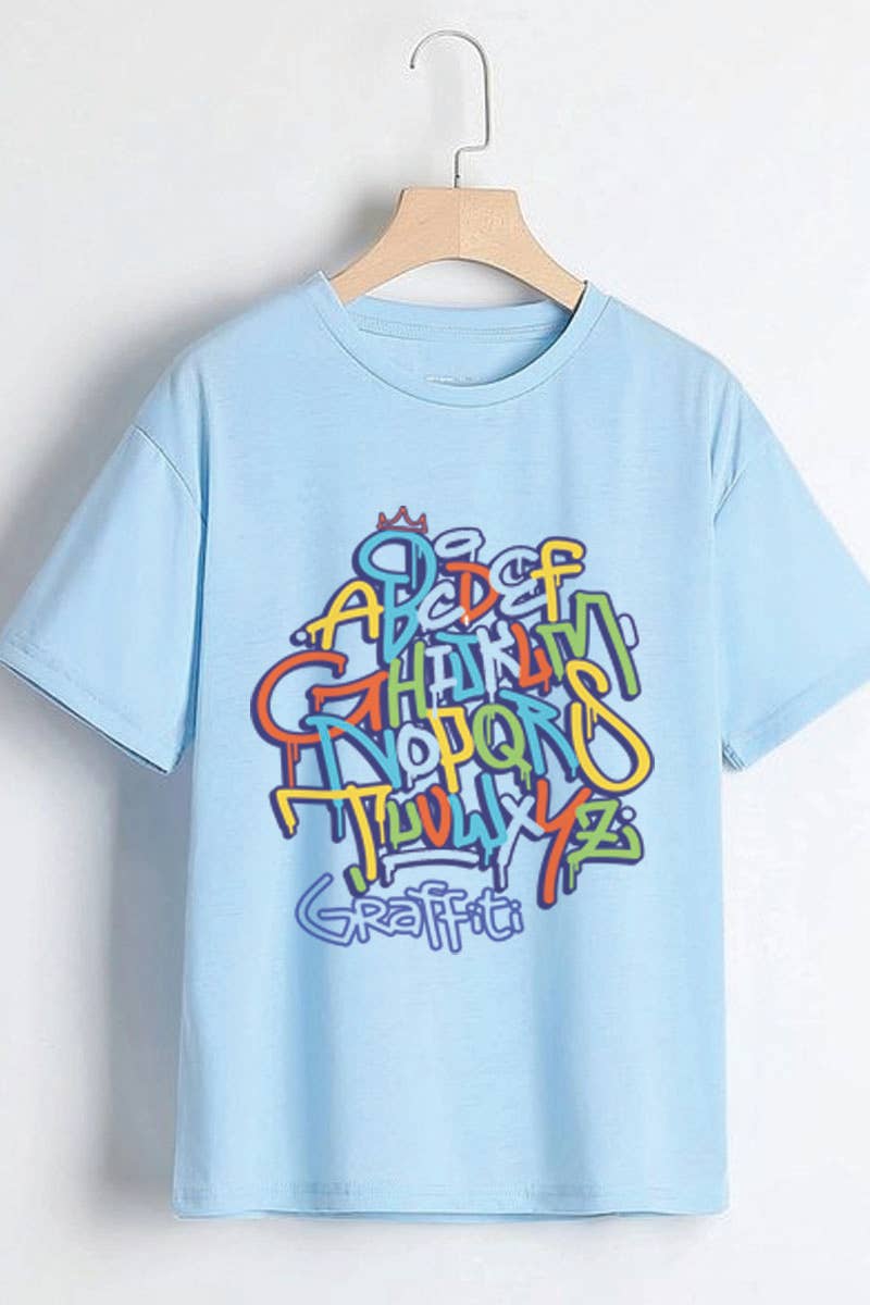 KNOCK ON THE STYLE - Wholesale Screen Printed T-Shirt - Kids - L1050 - ABCD GRAFFITI graphic tee1