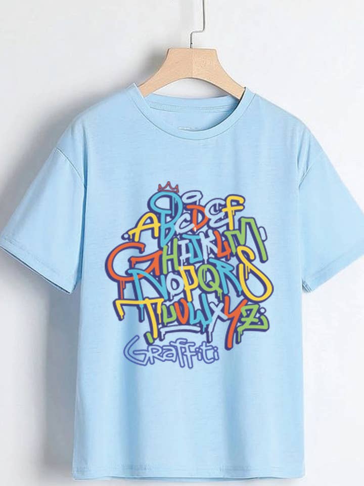 KNOCK ON THE STYLE - Wholesale Screen Printed T-Shirt - Kids - L1050 - ABCD GRAFFITI graphic tee1