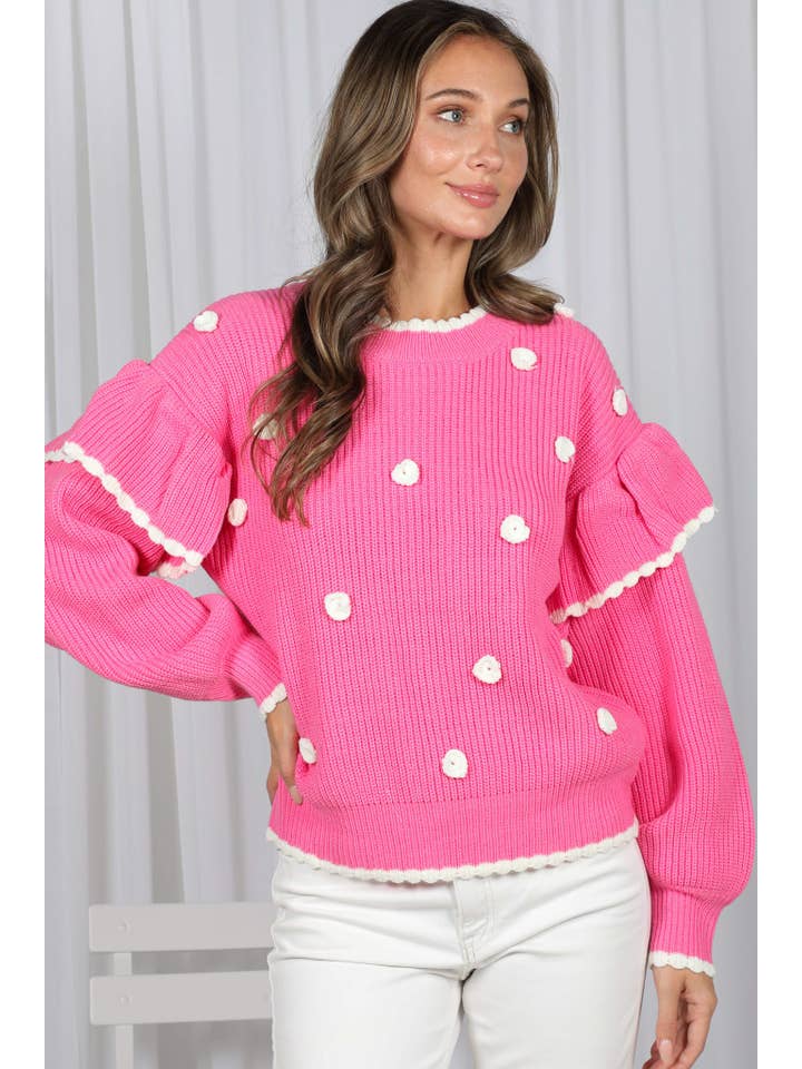 Vine & Love - Wholesale Knit Sweater - Women's - Charming Snowy Accents Festive Knitted Sweater VT829867