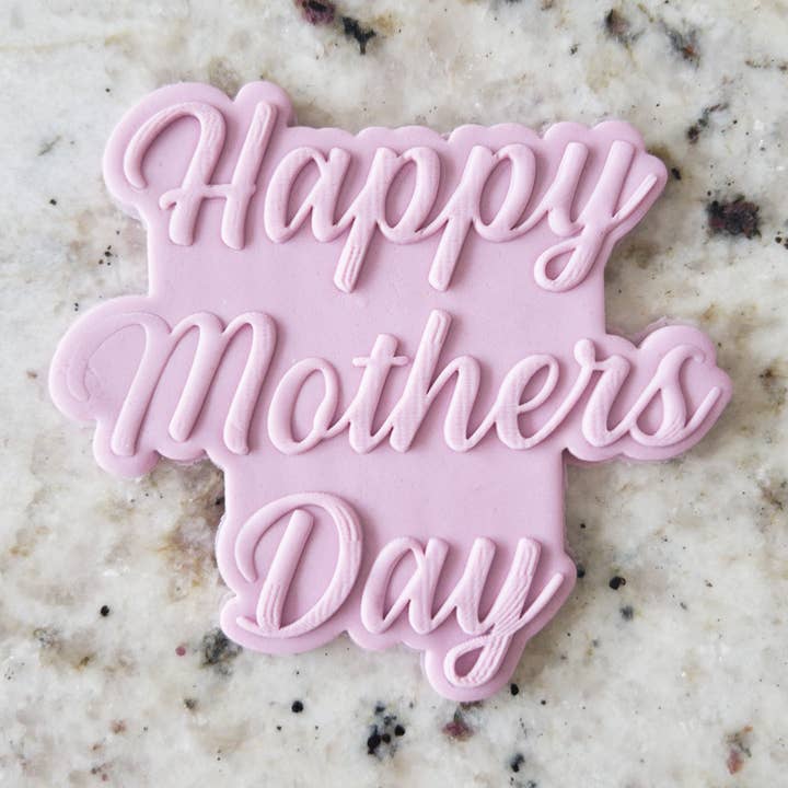 Happy Mothers Day Text Biscuit Cookie POPup & Cutter Embosser Stamp Mothers Day for wholesale by Cut Bake Stamp