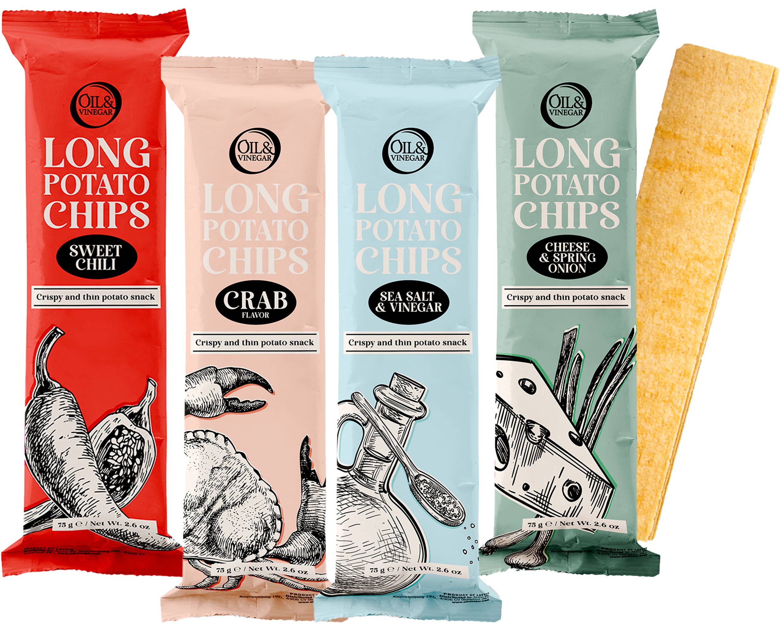 Oil & Vinegar - Wholesale Chips - Long Potato Chips Sea Salt & Vinegar 75g/2.6oz2