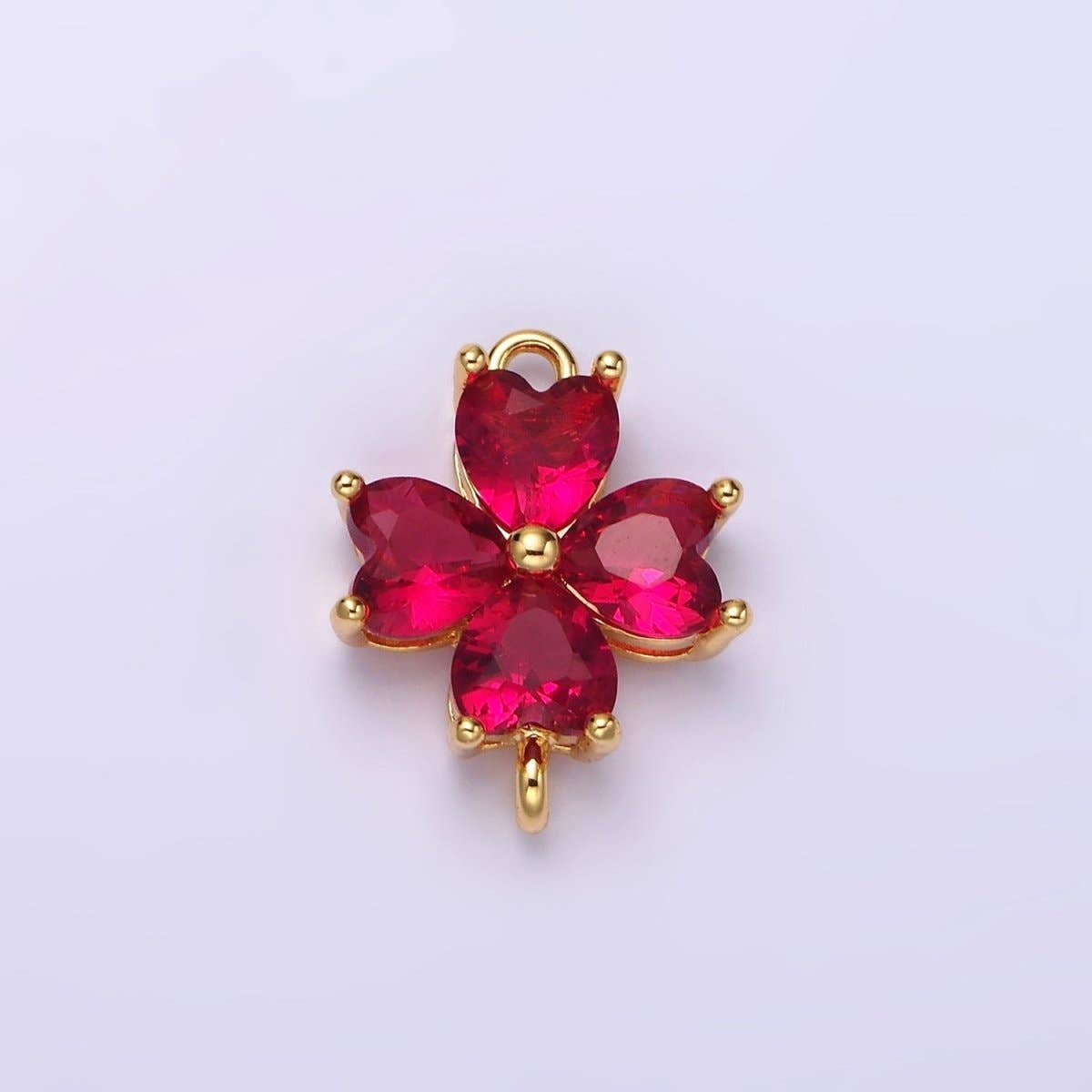 Aim Eternal - Venta al por mayor Abalorios/colgantes individuales - Conector de Flor de Pétalo de Corazón con Circonitas en Azul Bebé, Verde Azulado, Azul, Menta, Verde, Azul Oscuro, Fucsia Relleno de Oro de 14K en Oro y Plata | G-203 - G-2166