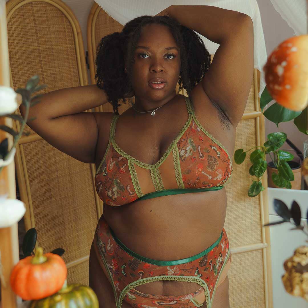 Mushroom Fairy Printed Mesh Peekaboo Bralette for wholesale on Faire7