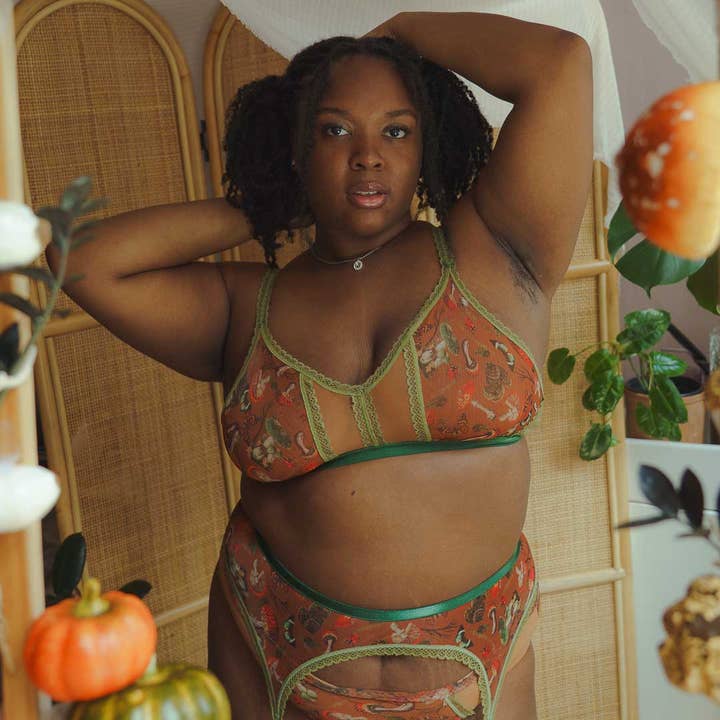 Mushroom Fairy Printed Mesh Peekaboo Bralette for wholesale on Faire7